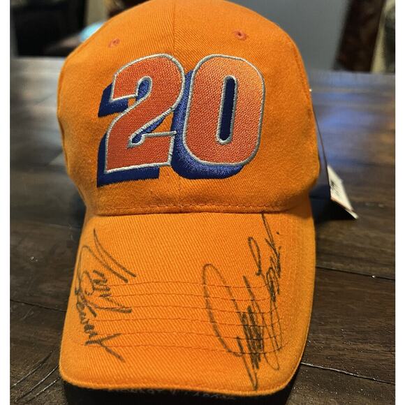 Tony Stewart & Other Unknown Autographed Hat Orange New NWT #20 Racing Nascar - Picture 1 of 9